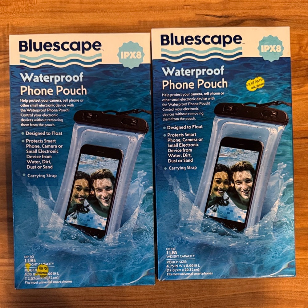 Waterproof Phone Pouch - Clear/Black NWT in box set of 2